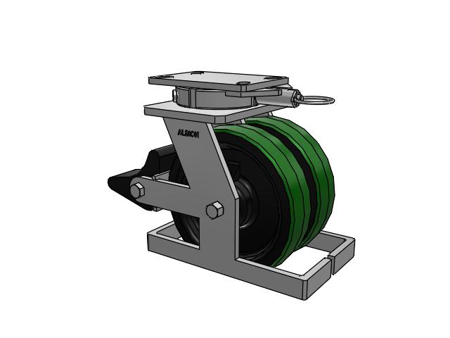 315 Series Top Plate Swivel Caster with 8 x 2 PY - Polyurethane (Cast Iron Core) Wheel and Poly Lock Integrated Brake