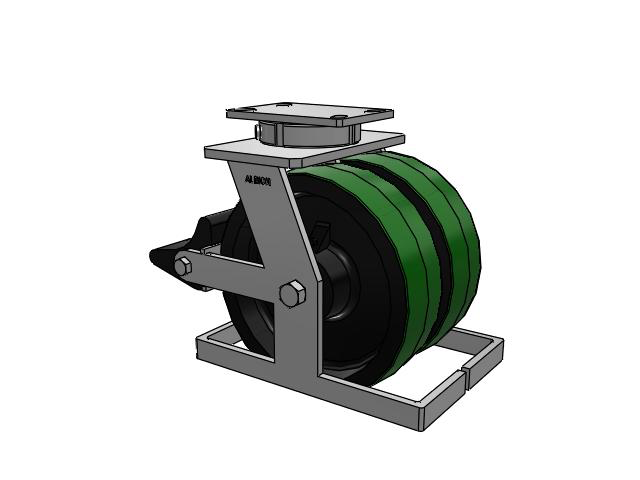315 Series Top Plate Swivel Caster with 10 x 3 PY - Polyurethane (Cast Iron Core) Wheel and Poly Lock Integrated Brake