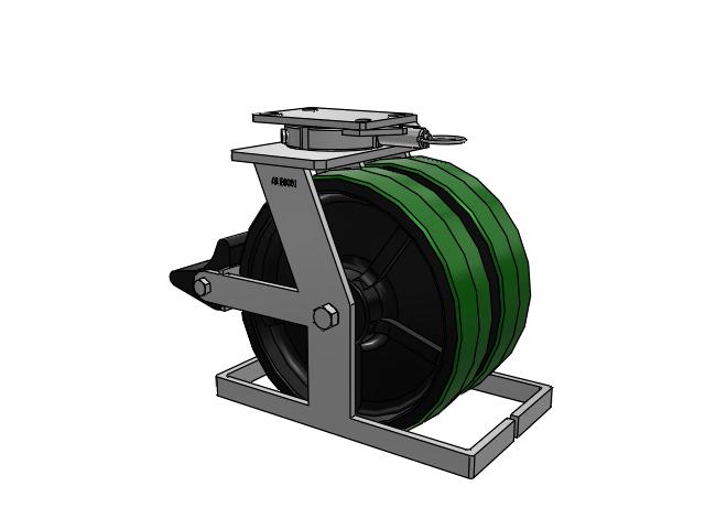 315 Series Top Plate Swivel Caster with 12 x 3 PY - Polyurethane (Cast Iron Core) Wheel and Poly Lock Integrated Brake
