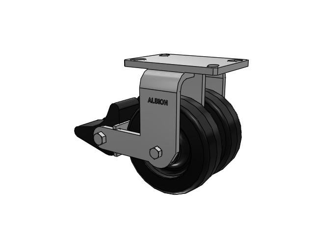 315 Series Top Plate Rigid Caster with 6 x 2 TM - Phenolic Wheel and Poly Lock Integrated Brake