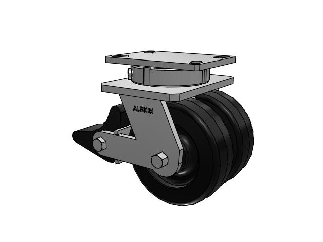 315 Series Top Plate Swivel Caster with 6 x 2 TM - Phenolic Wheel and Poly Lock Integrated Brake