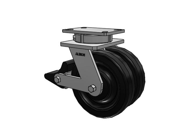315 Series Top Plate Swivel Caster with 8 x 2 TM - Phenolic Wheel and Poly Lock Integrated Brake