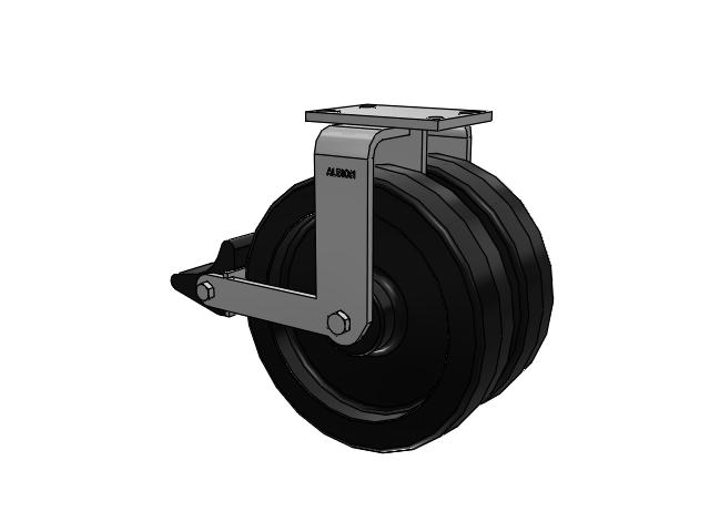 315 Series Top Plate Rigid Caster with 12 x 3 TM - Phenolic Wheel and Poly Lock Integrated Brake