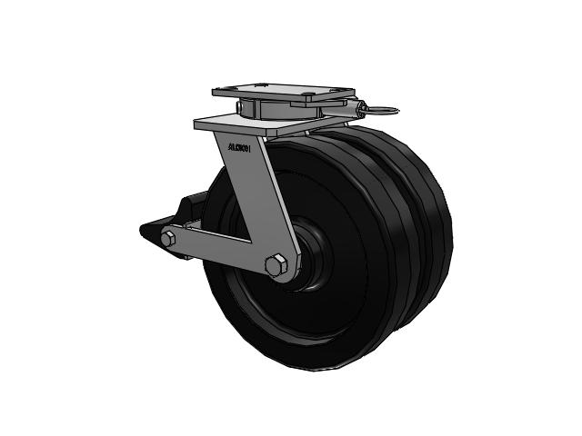 315 Series Top Plate Swivel Caster with 12 x 3 TM - Phenolic Wheel and Poly Lock Integrated Brake