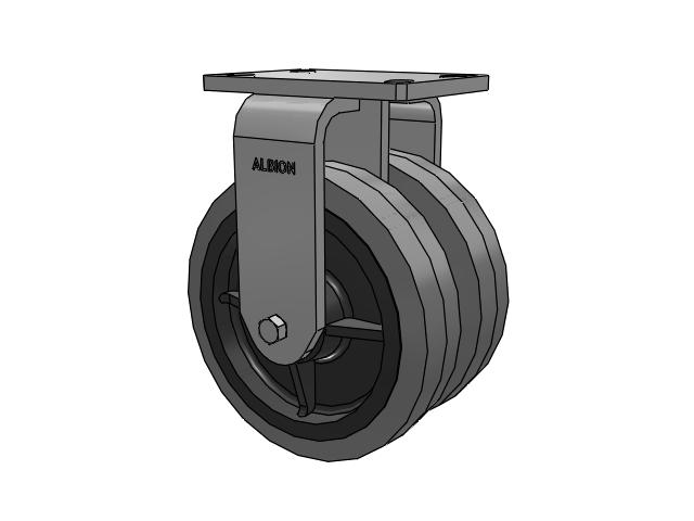 315 Series Top Plate Rigid Caster with 8 x 2 XS - Performa X-tra Soft Rubber (Flat) - Prevenz Antimicrobial Wheel