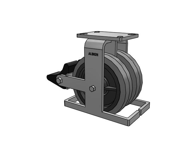 315 Series Top Plate Rigid Caster with 8 x 2 XS - Performa X-tra Soft Rubber (Flat) - Prevenz Antimicrobial Wheel and Poly Lock Integrated Brake