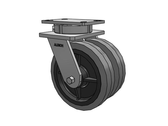 315 Series Top Plate Swivel Caster with 8 x 2 XS - Performa X-tra Soft Rubber (Flat) - Prevenz Antimicrobial Wheel