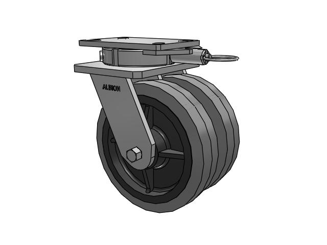 315 Series Top Plate Swivel Caster with 8 x 2 XS - Performa X-tra Soft Rubber (Flat) - Prevenz Antimicrobial Wheel