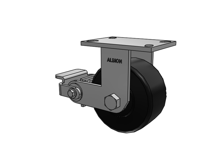 330 Series Top Plate Rigid Caster with 6 x 3 Black Polymer NX - Trionix High Impact Polymer Wheel and Poly Cam Brake