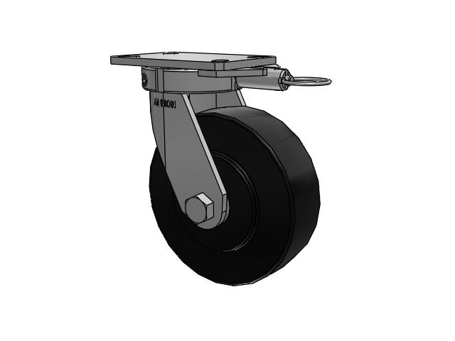 330 Series Top Plate Swivel Caster with 8 x 2.5 Black Polymer NX - Trionix High Impact Polymer Wheel