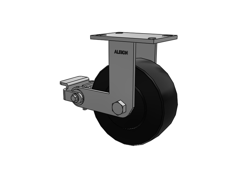 330 Series Top Plate Rigid Caster with 8 x 3 Black Polymer NX - Trionix High Impact Polymer Wheel and Poly Cam Brake