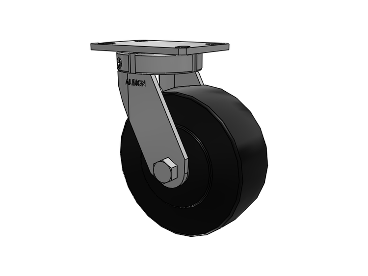 330 Series Top Plate Swivel Caster with 8 x 3 Black Polymer NX - Trionix High Impact Polymer Wheel