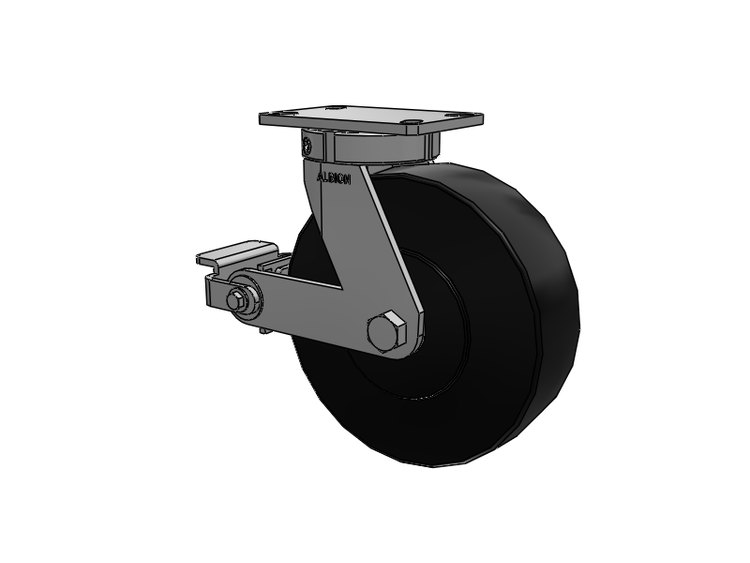 330 Series Top Plate Swivel Caster with 10 x 3 Black Polymer NX - Trionix High Impact Polymer Wheel and Poly Cam Brake