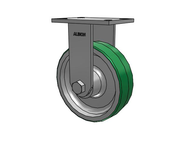330 Series Top Plate Rigid Caster with 8 x 2.5 Green Tread on Aluminum Core PD - Polyurethane (Aluminum Core) Wheel