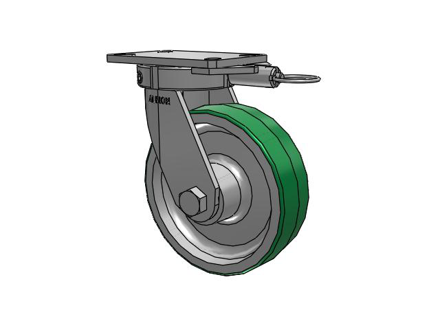330 Series Top Plate Swivel Caster with 8 x 2.5 Green Tread on Aluminum Core PD - Polyurethane (Aluminum Core) Wheel