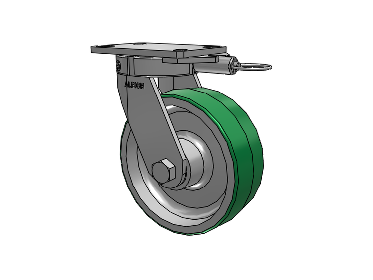 330 Series Top Plate Swivel Caster with 8 x 3 Green Tread on Aluminum Core PD - Polyurethane (Aluminum Core) Wheel