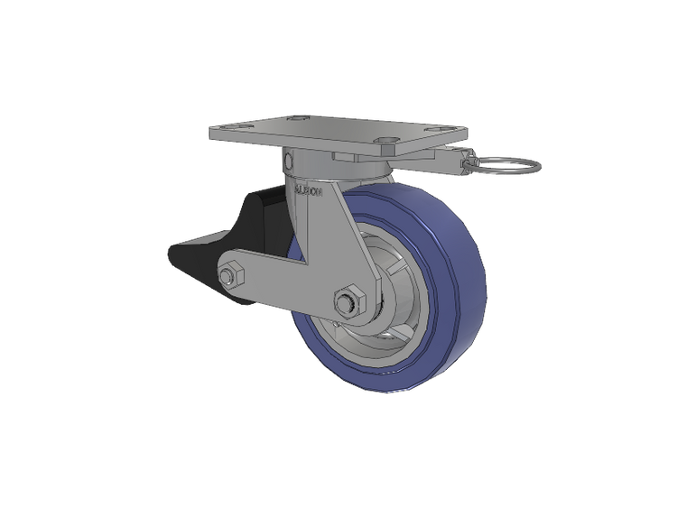 110 Series Kingpinless Top Plate Swivel Caster with 6 x 2 Blue HF - HydroTech (Flat) Wheel and Poly Lock Integrated Brake