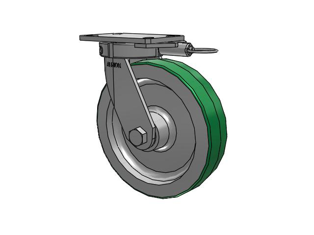330 Series Top Plate Swivel Caster with 10 x 2.5 Green Tread on Aluminum Core PD - Polyurethane (Aluminum Core) Wheel