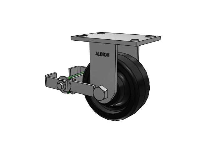 330 Series Top Plate Rigid Caster with 6 x 2.5 Black Phenolic Resin TM - Phenolic Wheel and Poly Cam Brake