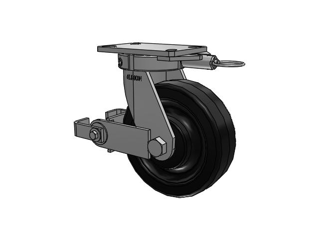 330 Series Top Plate Swivel Caster with 8 x 2.5 Black Phenolic Resin TM - Phenolic Wheel and Poly Cam Brake