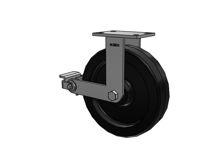 330 Series Top Plate Rigid Caster with 12 x 3 Black Phenolic Resin TM - Phenolic Wheel and Poly Cam Brake