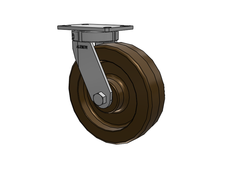 330 Series Top Plate Swivel Caster with 10 x 3 Reddish-Green Phenolic Resin TR - Phenolic (High Heat) Wheel