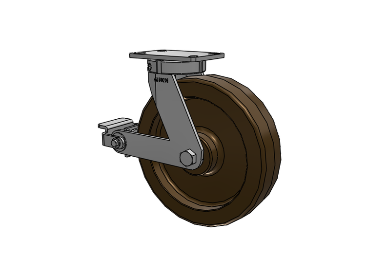 330 Series Top Plate Swivel Caster with 12 x 3 Reddish-Green Phenolic Resin TR - Phenolic (High Heat) Wheel and Poly Cam Brake