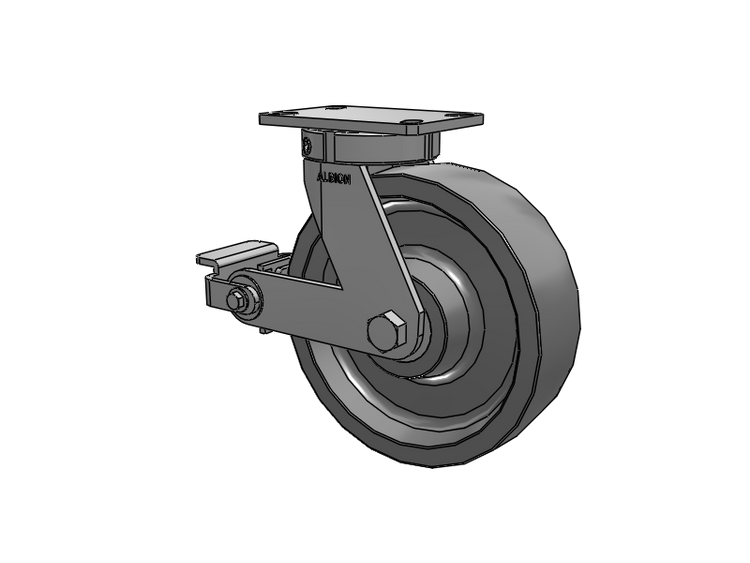 330 Series Top Plate Swivel Caster with 10 x 3 Grey Polyurethane XP - X-treme Plus Solid Polyurethane Wheel and Poly Cam Brake