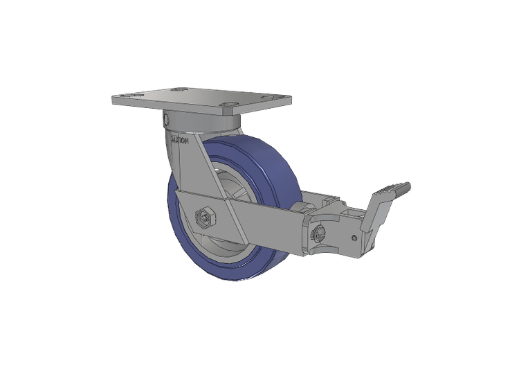 110 Series Kingpinless Top Plate Swivel Caster with 6 x 2 Blue HF - HydroTech (Flat) Wheel and Face Brake
