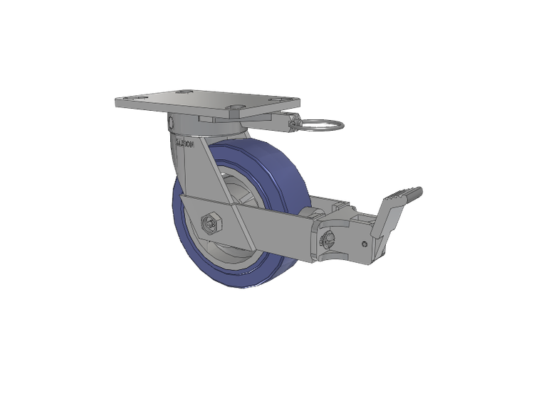 110 Series Kingpinless Top Plate Swivel Caster with 6 x 2 Blue HF - HydroTech (Flat) Wheel and Face Brake