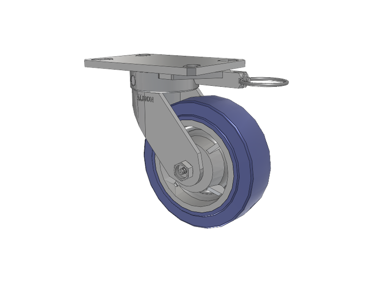 110 Series Kingpinless Top Plate Swivel Caster with 6 x 2 Blue HF - HydroTech (Flat) Wheel