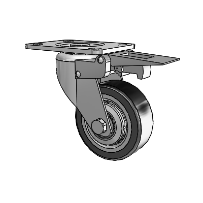 364/367 Antistatic Top Plate Swivel Caster with 3.15 x 1.125 Black TPR (Crown) Wheel and Total Lock Brake
