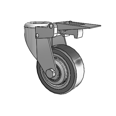 364/367 Hollow Kingpin Swivel Caster with 3.15 x 1.125 Grey TPR (Rubber on Metal Disc) Wheel and Total Lock Brake