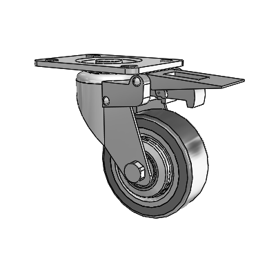 364/367 Top Plate Swivel Caster with 3.15 x 1.125 Grey TPR (Rubber on Metal Disc) Wheel and Total Lock Brake