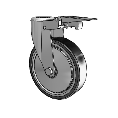 364/367 Antistatic Hollow Kingpin Swivel Caster with 5 x 1.25 Black TPR (Crown) Wheel and Total Lock Brake