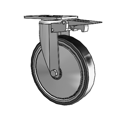 364/367 Antistatic Top Plate Swivel Caster with 6 x 1.25 Black TPR (Crown) Wheel and Total Lock Brake