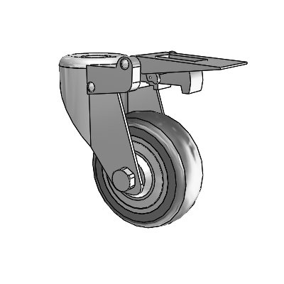 364/367 Antistatic Hollow Kingpin Swivel Caster with 3.15 x 1.125 Grey TPR (Round) Wheel and Total Lock Brake
