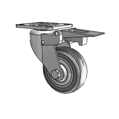 364/367 Top Plate Swivel Caster with 3.15 x 1.125 Grey TPR (Round) Wheel and Total Lock Brake