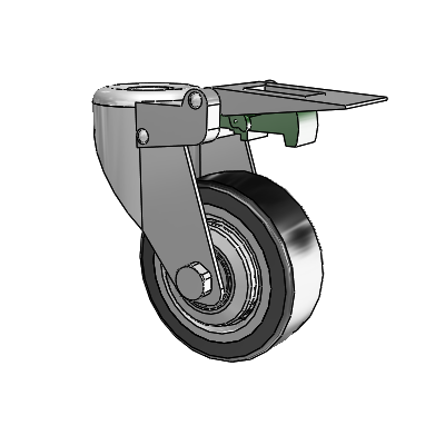 364/367 Antistatic Hollow Kingpin Swivel Caster with 3.15 x 1.125 Black TPR (Crown) Wheel and Directional Lock Brake