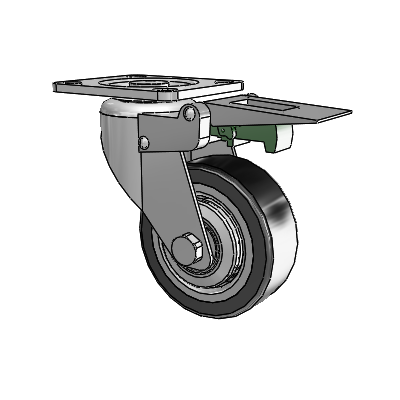 364/367 Antistatic Top Plate Swivel Caster with 3.15 x 1.125 Black TPR (Crown) Wheel and Directional Lock Brake