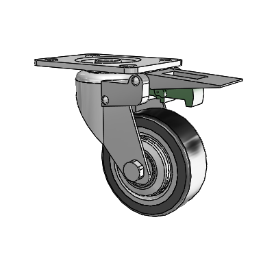 364/367 Antistatic Top Plate Swivel Caster with 3.15 x 1.125 Black TPR (Crown) Wheel and Directional Lock Brake