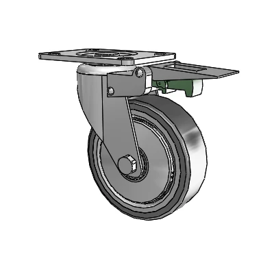 364/367 Top Plate Swivel Caster with 4 x 1.25 Grey TPR (Rubber on Metal Disc) Wheel and Directional Lock Brake