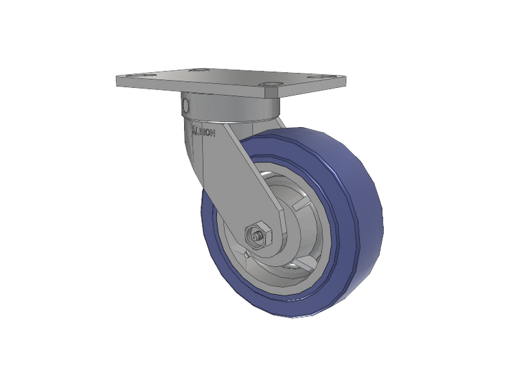 110 Series Kingpinless Top Plate Swivel Caster with 6 x 2 Blue HF - HydroTech (Flat) Wheel