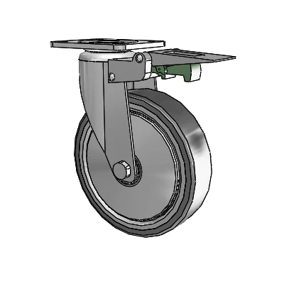 364/367 Top Plate Swivel Caster with 5 x 1.25 Grey TPR (Rubber on Metal Disc) Wheel and Directional Lock Brake