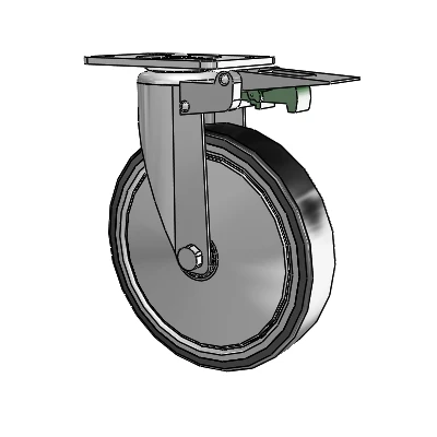 364/367 Antistatic Top Plate Swivel Caster with 6 x 1.25 Black TPR (Crown) Wheel and Directional Lock Brake