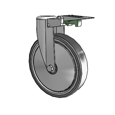 364/367 Hollow Kingpin Swivel Caster with 6 x 1.25 Grey TPR (Rubber on Metal Disc) Wheel and Directional Lock Brake