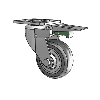 364/367 Antistatic Top Plate Swivel Caster with 3.15 x 1.125 Grey TPR (Round) Wheel and Directional Lock Brake