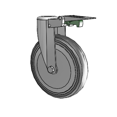 364/367 Antistatic Hollow Kingpin Swivel Caster with 6 x 1.25 Grey TPR (Round) Wheel and Directional Lock Brake