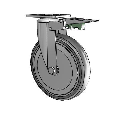 364/367 Top Plate Swivel Caster with 6 x 1.25 Grey TPR (Round) Wheel and Directional Lock Brake