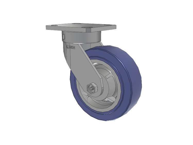 110 Series Kingpinless Top Plate Swivel Caster with 6 x 2 Blue HF - HydroTech (Flat) Wheel